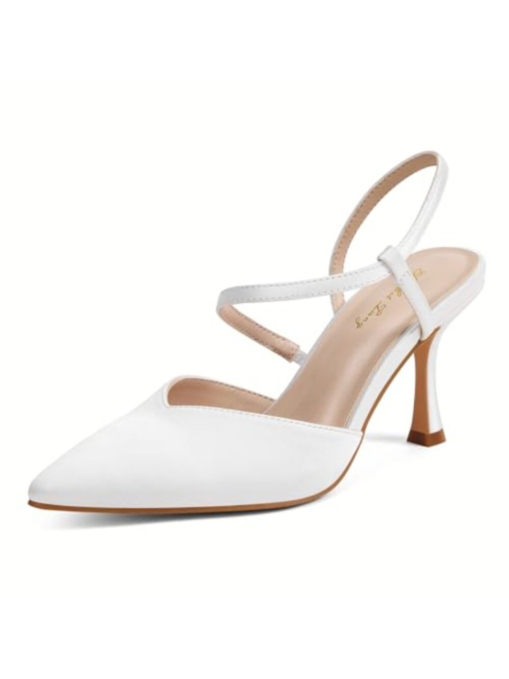 Women's Slingback Kitten Heels Pointed Toe Low Heel Pumps Elastic Strap